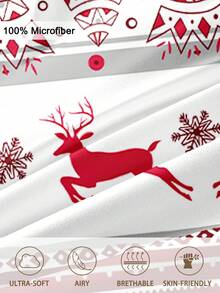 3 pièces/Set Ensemble de housse de couette avec imprimé sapin de Noël et renne de Noël (1 housse de couette et 2 taies d'oreiller). Ensemble de literie doux et agréable pour la peau, pour toutes les saisons. Cadeau de Noël