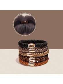 5pcs/Pack Mixed Color Woven Elastic Hair Bands, Hair Ties, Hair Accessories For Women, Suitable For Daily Wear, Home Beauty Women Accessory Gifts ,Gym Sport Outfit