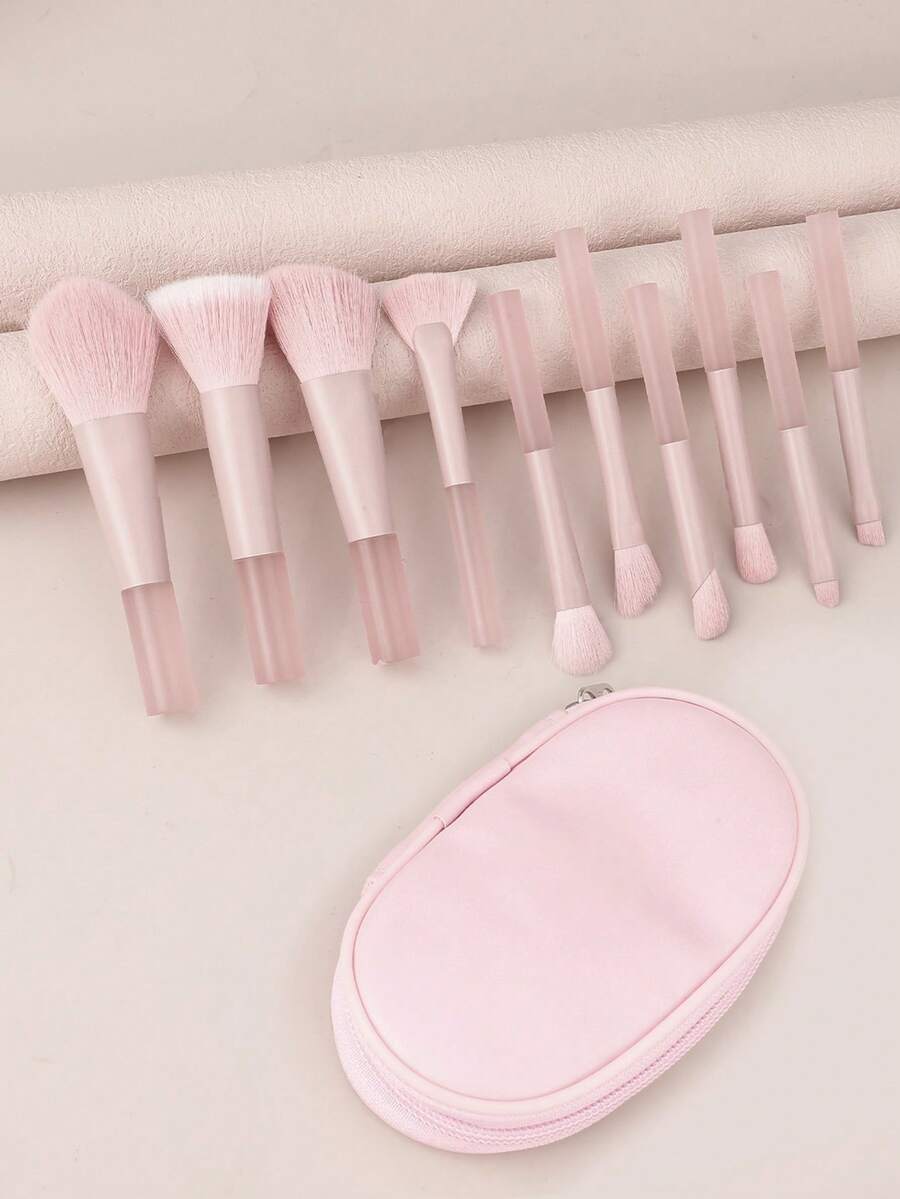 RANCAI 10pcs Travel Makeup Brush Set, Mini Travel Makeup Brush Set, Small Eyeshadow Brush (Pink), Makeup Brush Set, Makeup Brush Bag, Makeup Brush Set, Full Makeup Brush Set, Makeup Brush Set, Full Makeup Tool Set, Makeup Brush Set, Makeup Brush Set, Makeup Gift Set - Multicolor - View 1