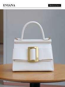 2025 New Retro Fashionable Square Bag, Lightweight Luxury Women's Handbag, Korean Style Chic Tote Bag, Shoulder & Crossbody Bag, Solid Color High-Quality Bag, Elegant Bow Decor Lock Design - 彩色 - 查看 3