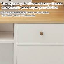Mesa de recepción minimalista de doble capa con 2 cajones, diseño moderno, amplia capacidad de almacenamiento, perfecta para oficinas y recepciones - Multicolor - Ver 6