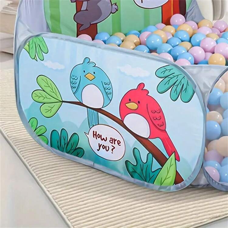 Foldable Children's Tent With Animal & Tree Design, Hexagon Ball Pit, Ball Battle Game Area, Basketball Hoop, Indoor & Outdoor Activity & Camping, Travel Toys (Balls Not Included), Baby Toys, 3-12 Years Old Kids Tent, Baby Ball Pit, Camping Tent, Trampoline Tent, Tent, Children's Tent, Dedicated Kids Tent, Suitable For Boys & Girls, Birthday Gift - Multicolor - View 7