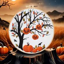 1 Set New Halloween Witch, Ghost, Mushroom, Pumpkin Pattern DIY Embroidery Kit, Includes Needle, Thread, Embroidery Hoop, English Instructions, Suitable For Beginners - Multicolor - View 16