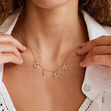 Customized 1-10 Letter Name Pendant Necklace, Personalized Spaced Letter Name Necklace, Letter Necklace, Name Necklace - Multicolor 2 - View 4