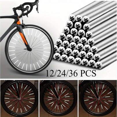 12/24/32pcs Spoke Reflectors - Spoke Light Beige Spoke Covers Decorative Packaging Bicycle Wheel Firefly Reflective Strips Steel Rim Reflective Tape