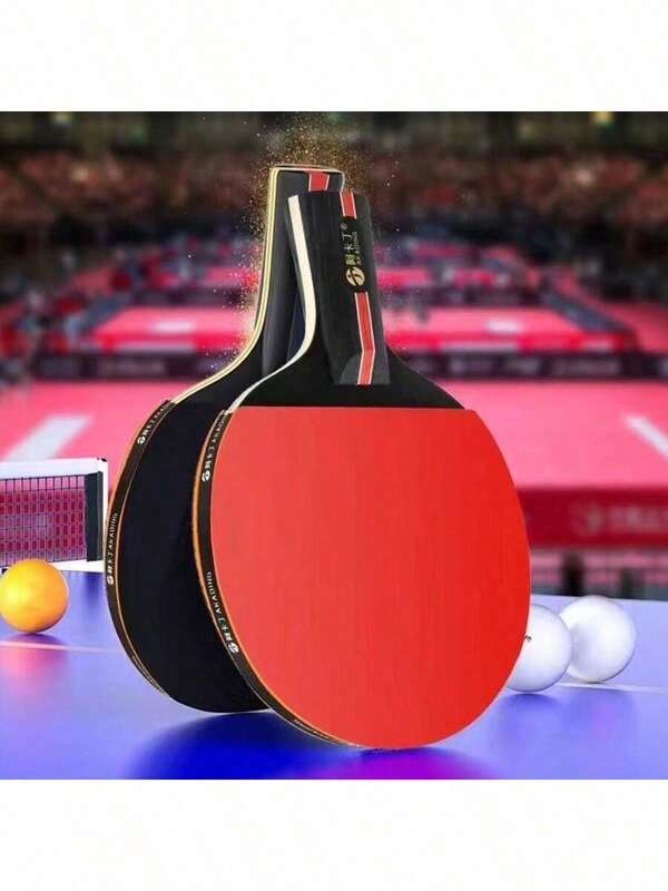 1 Set Table Tennis Racket With 2 Rackets And 3 Balls, Suitable For Elementary Students, Fitness, Recreation, Sports Training, Great Gift, Random Color And Style