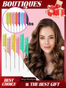 مشط ذيل مخروطي احترافي من قطعة واحدة إلى 7 قطع، مشط ذيل الفأر، مشط فرق الشعر، مشط ذيل من الفولاذ المقاوم للصدأ، مشط شعر مضاد للكهرباء الساكنة، مشط ضفيرة، مشط أسنان ناعمة لذيل الفأر، مشط تسليط الضوء، مشط متعدد الوظائف مناسب للشعر العادي