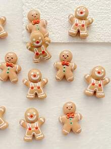 25/50pcs Christmas Mini Resin Gingerbread Man Set,Cute Miniature Christmas Gingerbread Men For DIY Crafts, Desktop Miniature Ornaments,Scrapbooking, Nail Art, Christmas Tree, Gift Wrapping,Jewelry Making & Christmas Decorations Christmas Decorations Home Christmas Gifts Christmas Decor - Multicolor - View 4