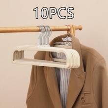 10/20pcs Short Flocked Plastic Pant Hangers, Sturdy & Durable, Space-Saving, Non-Bulging Shoulders, Non-Slip Design, Curved Shoulders With Grooves To Hang Bra Straps, Underwear, Suitable For Home, Dorm And Retail Clothing Store Display