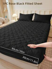 1pc Fitted Sheet, Bedding, Bed Sheet, Waterproof  Fitted Sheet, Skin-Friendly Mattress Cover, Soft And Comfortable Bedding For Bedroom, Room Decor, Halloween Decor, Christmas Decoration, 11.8 Inch Deep Pocket Cooling Breathable Quilted Fitted Sheet For All Seasons, For Single, Twin, Full, Queen And King Size, Solid Color Mattress Protective Cover, Dustproof, Comfortable And Machine Washable - 彩色 - 查看 114