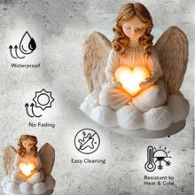 Angel Garden Stake | Acrylic Memorial Sculpture - Eternal Light Olive Branch Heavenly Garden | No Electricity Required, Weatherproof Four Season Art For Mother's Day Cemetery Decoration, Easter Paradise Garden Decor, Comfort Courtyard Lawn Insert