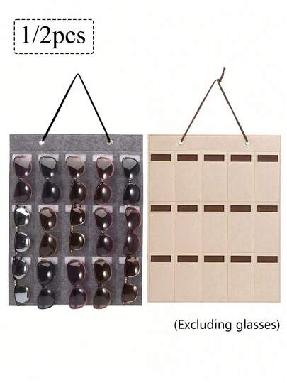 1pc/2pcs Sunglasses Storage Organizer Behind The Door, Wall Mounted Felt Glasses Storage Bag, Hanging Closet Eyeglasses Storage Holder, Eyewear Display Rack(Two Colors To Choose From)