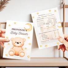 20pcs French Predictive Baby Bear - Fun Gender Reveal Game With Questions - Pastry Design With Bear & Cub - French Card With Signature Space - Precious Keepsake For Expecting Parents - Multicolor - View 5