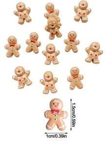 25/50pcs Christmas Mini Resin Gingerbread Man Set,Cute Miniature Christmas Gingerbread Men For DIY Crafts, Desktop Miniature Ornaments,Scrapbooking, Nail Art, Christmas Tree, Gift Wrapping,Jewelry Making & Christmas Decorations Christmas Decorations Home Christmas Gifts Christmas Decor - Multicolor - View 3