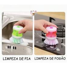 2-In-1 Kitchen Cleaning Brush With Liquid Soap Dispenser Dishwasher Brushes Tools - 彩色 - 查看 6