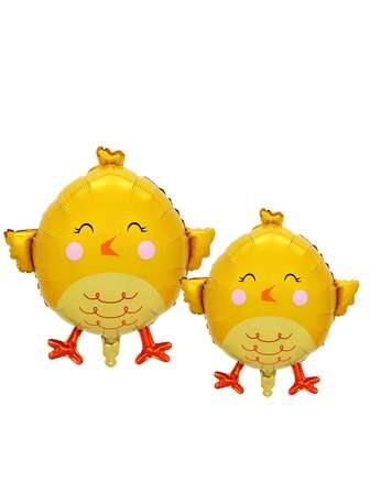 1/2pcs Yellow Happy Chicken Shaped 22-Inch Balloons Set, Birthday Party Celebration Decorations, Holiday Party Atmosphere Decor