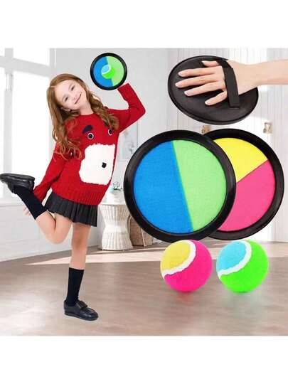 1pc Kids Suction Cup Ball Toy, Throwing And Catching Game, Outdoor Sports Racket, Palm Ball, Outdoor Holiday Party Game, Interactive Outdoor Toss Game Toy, Suitable For Parents And Children