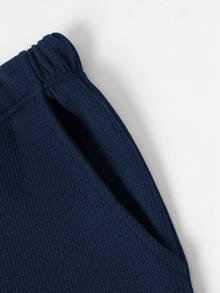 大码女式抽绳腰带口袋慢跑裤，适合健身、跑步、户外、休闲穿着 - 藏蓝色 - 查看 4