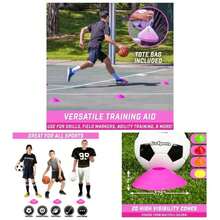 Premium Sports Cones Agility Training And Drills - 20 Pack With Tote - Orange, Green, Pink, Yellow, Or Red