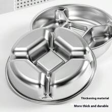 304 Stainless Steel Thick-Walled Compartmentalized Serving Plate For Kitchen, Ginger, Garlic, And Scallion, Household Partitioned Serving And Seasoning Tray