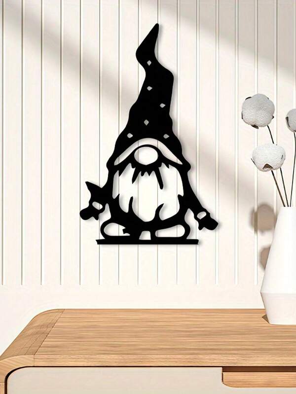 1 pezzo Decorazione da parete in metallo a forma di Gnomo - Statua da parete di Gnomo divertente, stile vintage, in ferro verniciato a polvere, adatto per camera da letto e decorazione per le vacanze