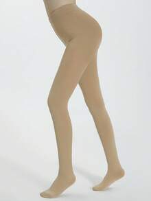 1/2 Pair Women's 1200D Thermal Lined Thick Tights, Autumn/Winter - Apricot - View 3