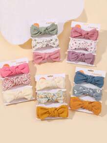 3pcs Soft Rabbit Ear Bow Headband, Cute Decor For Babies Daily Styling - Multicolor - View 5