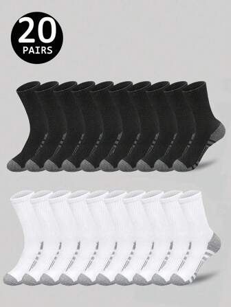 2/5/10/20 pares de calcetines de unicolor negro, blanco y gris hasta el tobillo, calcetines deportivos a rayas, adecuados para fitness diario, correr, todas las estaciones, otoño