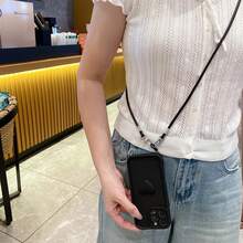 挂绳 + 心形手机壳套装，适用于 16 Pro Max、 11/12/13/14/15/16 Pro Max、S25/S22/23/24+、OPPO、VIVO、Redmi 13C+、Moto G、Redmi NOTE 13C/12/11 PRO、Enjoy/Honor、OPPO - 黑色 - 查看 4