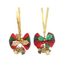 圣诞节迷你拉链串铃铛蝴蝶结装饰礼盒花环装饰圣诞节DIY配件蝴蝶结挂饰 - 彩色 - 查看 6