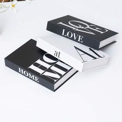 3pcs/1pc LOVE+AT+HOME.Fashion Home Style Folding Fake Book Decoration, Hard Cardboard (Cannot Be Opened). Ideal Living Room Decoration, Desktop Decoration, And Wall Decoration. Suitable For Many Scenarios