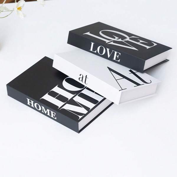 3pcs/1pc LOVE+AT+HOME.Fashion Home Style Folding Fake Book Decoration, Hard Cardboard (Cannot Be Opened). Ideal Living Room Decoration, Desktop Decoration, And Wall Decoration. Suitable For Many Scenarios