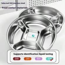 304 Stainless Steel Thick-Walled Compartmentalized Serving Plate For Kitchen, Ginger, Garlic, And Scallion, Household Partitioned Serving And Seasoning Tray