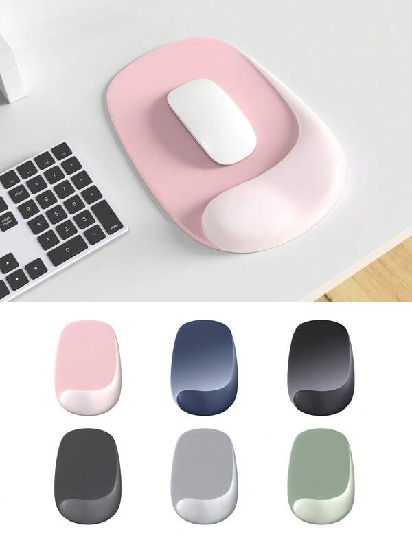 1 Silikon-Haken-förmiges Silikon-Handgelenk-Mauspad, Farbverlauf, einfache Verdickung, ergonomisches Mauspad mit Handgelenkauflage, Computermauspad zur Schmerzlinderung, Tastatur-Handgelenkauflage mit Untersetzer, rutschfeste PU-Basis