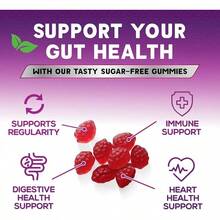 Fiber Gummies Adults, Sugar Daily 4g Gummy Fiber Supplement, Prebiotic Gummy Digestive Support - Plant Based Soluble Chews, Prebiotics Supports Regularity & Digestion - 60 Gummies