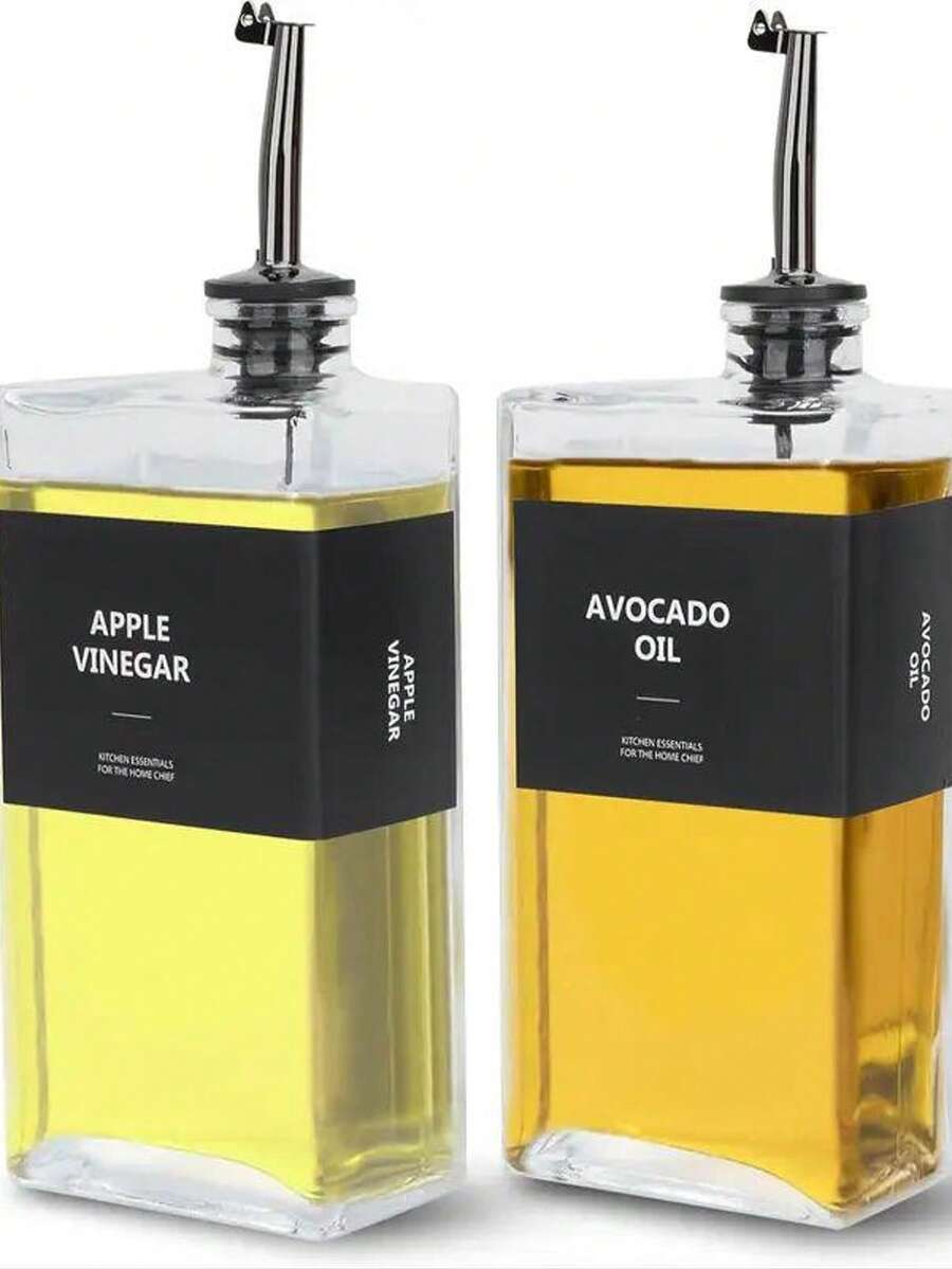 Glass Olive Oil Dispenser For Kitchen, Oil And Vinegar Dispenser Set, Glass Olive Oil Dispenser Bottle. Soy Sauce Dispenser, Coffee Syrup Bottles Father Gift- 2 Pcs - Black - View 1