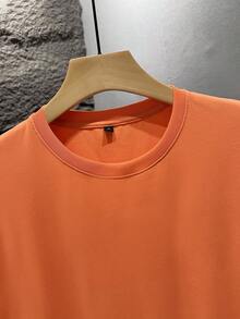 SU ER Men's Fashionable Printed Loose Short Sleeve T-Shirt | Exquisite Design | Summer Essential | Easy To Match, Showcasing Your Style - Orange - View 4