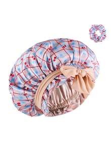 Women's Silk Sleep Cap, Printed Double-Layer Satin Sleep Cap, Satin Hair Wrap, With Drawstring And Adjustable Tie, Suitable For Curly Hair - Multicolor - View 8