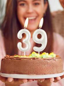 6cm White Numeral Candles 0-9, Birthday, Anniversary, Birthday Party Cake Decoration Candles