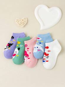 1/5 paia di calzini corti di stile carino e divertente per bambini, stile Merlot, Coolomi, Pudding Dog, Big Eared Dog, Hello Kitty, adatti per fan di Sanrio e bambini carini, calzini per bambini