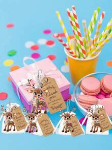 Set de 15 piezas de llaveros de reno de dibujos animados, incluye 5 llaveros de reno, 5 bolsas de organza y 5 tarjetas de agradecimiento, adecuado para fiestas de Navidad, bodas, cumpleaños, aniversarios, despedidas de soltero, vacaciones y fiestas, una opción perfecta para amigos y familiares