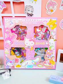 Sanrio 96-100张卡通三丽鸥Hello Kitty贴纸套装，可爱不重复的高品质文具贴纸，创意DIY剪贴簿材料，适合儿童和学生