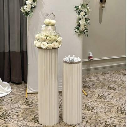 1/3/4 pièces Set Portable, Réutilisable Socle en carton, Support de colonne pliable, Accessoires de mariage, Support de colonne d'affichage au sol, Boîte de socle DIY avec plateau supérieur rond Colonne cylindrique en papier pliante Socle pour gâteau de mariage, fleurs, fêtes, fêtes sur le terrain, décoration de la maison