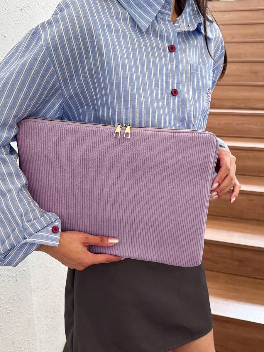 Solid Color Minimalist Luxury Star Pattern Laptop/Tablet Sleeve, Multi-Size - Purple - View 1
