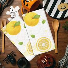 2/4 Paños de cocina con estampado de limón, paños de microfibra súper absorbentes y modernos, paños de té para cocinar y hornear, trapos de limpieza, toallas de mano, muy suaves y absorbentes, decoración de cocina, regalos para vecinos, madres, cumpleaños, inauguración de la casa para amigos, artículos esenciales de cocina, necesidades diarias