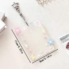 Soporte de tarjeta de estrellas transparentes y coloridas de 3 pulgadas de estilo coreano INS, soporte de tarjeta de estrellas negras, minimalista y de moda para almacenar fotos de ídolos para niñas y mujeres