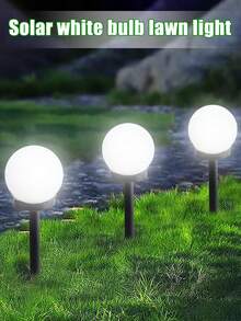 3/6pcs Pcs Solar Globe Garden Light, 3 LED Outdoor Ball Garden Lights, IP44  Suitable For Gardens, Lawns, Pathways, Walkways Outdoor Decoration Solar Ball Lights Street Lights Floor Lights Decoration For Holiday Parties (White Light) - 白光 - 查看 2