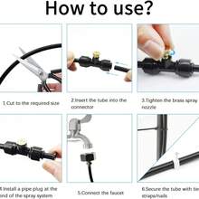 Misting Cooling System 98ft (30m) Misting Line + 30 Brass Mist Nozzles,Water Mister For Outside Patio Cooling, Kids Pets Water Playing, For Patio, Garden, Greenhouse, Pasture, Fan, Canopy, Pool Porch - Black - View 4