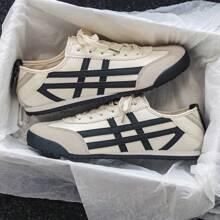 New Fashionable Minimalist Casual Sneakers For Couples, High-Quality Commuting Shoes, Flat Bottom (Size Runs Small, Tongue Pattern Random)