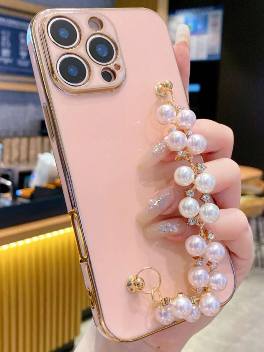 1条电镀白珍珠手链，兼容三星、 11/12/13/14/15/16 Pro Max、三星S22/23/24/25+ Ultra、A04/A05/A14/A15/A24/A25/A34/A54、S A56/A36/A26，国际版，非国内版。 - 粉色 - 查看 1